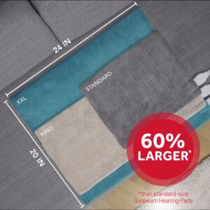 Sunbeam Premium XXL Size Heating Pad with 4 Heat Settings, 20" x 24", Color: Teal - Image 3
