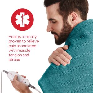 Sunbeam Premium XXL Size Heating Pad with 4 Heat Settings, 20" x 24", Color: Teal - Image 6