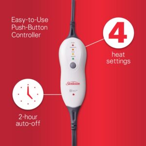 Sunbeam Premium XXL Size Heating Pad with 4 Heat Settings, 20" x 24", Color: Teal - Image 7