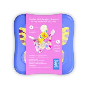 Welly Flex Fabric Bandages, Butterfly Pattern Bravery Badges for Kids, Assorted Sizes, 48 Count - Image 2