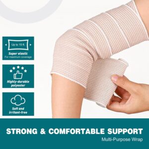 EUZODNAK 4 in Premium 6 Pack Elastic Bandage Wrap, Lymphedema Wraps for Legs, Ankle, Knee, Tummy, Body Wrap, Compression Leg Wraps, Latex-Free - Image 3