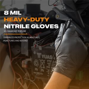 GRIPXX 8 Mil Orange Nitrile Gloves - Heavy Duty, 3D Raised Diamond Texture Grip - Latex-Free & Powder-Free - Industrial, Mechanic, Food Service - Disposable Gloves for Tough Tasks (Large, Orange) - Image 11