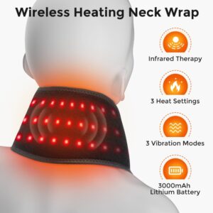 Neck Heating Pad with Vibration Massage, Cordless Heated Neck Wrap for Relaxtion, Rechargeable Neck Warmer with 3 Heating and Vibration ,Black - Image 3