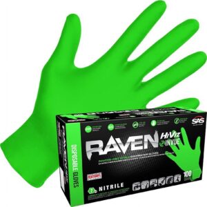 Raven 66550 Nitrile Exam Gloves, 7 mil, Powder-Free, Hi-Viz InVue, Extra Strength, Size S, 100 Gloves/Box - Image 1