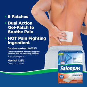Salonpas Gel-Patch Hot for Pain Relief of Minor Aches & Pains of Muscles & Joints, 6 Count - Image 3