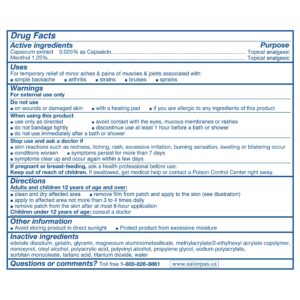 Salonpas Gel-Patch Hot for Pain Relief of Minor Aches & Pains of Muscles & Joints, 6 Count - Image 6