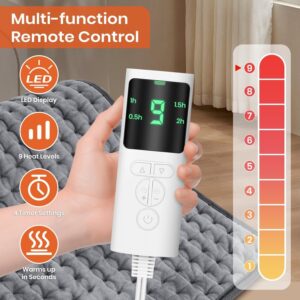 Heating Pad for Back Pain Relief, 15.7"x31.5" Electric Heating Pad with Auto Shut Off/LCD Controller, Heating Pad with 9 Heating Levels & 4 Timer Settings for Back Neck Shoulder Stress Cramps Relief - Image 10