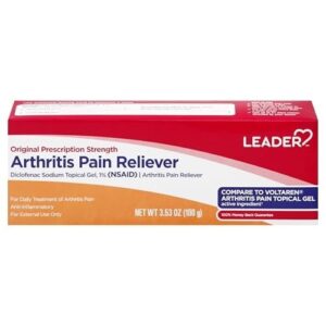 Leader Arthritis Pain Relief Gel, Original Prescription Strength, Diclofenac Sodium Topical Gel 1%, for Adults, Both Men & Women, and Children 12+, Compare to Voltaren, 3.53 Oz - Image 1