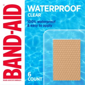 BAND-AID Brand Clear Waterproof Adhesive Bandages, Jumbo, 6 Count - Image 1