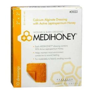 MEDIHONEY Calcium Alginate Dressing, Calcium Alginate/Active Leptospermum Honey, 2 Inches x 2 Inches, Sterile, 10 Count - Image 3