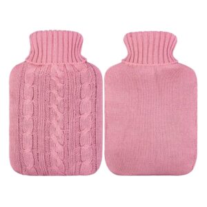 Hot Water Bottle with Cute Knitted Cover, 2L Hot Water Bag for Hot and Cold Compress, Neck and Shoulder Pain Relief, Hand Feet Warmer, Hot and Cold Therapies, Pink - Image 3