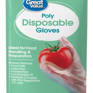 Great Value Disposable Poly Food Gloves, 120-Count, Latex-Free, One Size Fits Most - Image 7