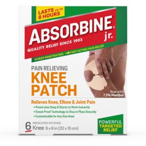 Absorbine Jr. Knee Pain Relief Patch for Knee Cramps, Strains, and Joint Pain, 6 Count - Image 1