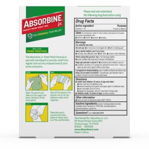 Absorbine Jr. Knee Pain Relief Patch for Knee Cramps, Strains, and Joint Pain, 6 Count - Image 2