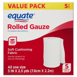 Equate Rolled Gauze, 3 in x 2.5 yds, 5 Rolls - Image 1