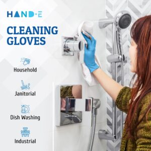 Hand-E Nitrile Gloves, Medium, (100 Count) 3 Mil, Blue Disposable Latex and Powder Free Medical and Household Gloves - Image 4