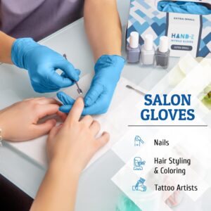 Hand-E Nitrile Gloves, Medium, (100 Count) 3 Mil, Blue Disposable Latex and Powder Free Medical and Household Gloves - Image 6