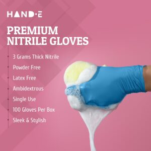 Hand-E Nitrile Gloves, Medium, (100 Count) 3 Mil, Blue Disposable Latex and Powder Free Medical and Household Gloves - Image 7