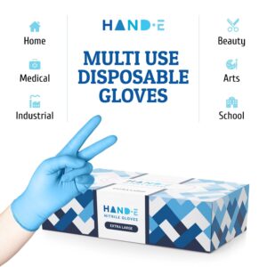 Hand-E Nitrile Gloves, Medium, (100 Count) 3 Mil, Blue Disposable Latex and Powder Free Medical and Household Gloves - Image 8