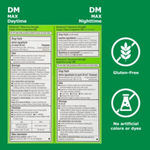 Robitussin Maximum Strength Cough + Chest Congestion DM and Maximum Strength Nighttime Cough Dm, Cough Medicine, Berry Flavor - 4 Fl Oz Bottles (Pack of 2) - Image 9