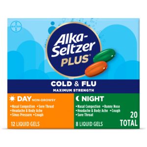 Alka-Seltzer Plus Maximum Strength Cold & Flu Medicine, Day + Night, Liquid Gels, 20 Count - Image 6