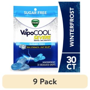 Vicks VapoCOOL SEVERE Max Strength* Menthol Cough Drop Alternative/Sore Throat Lozenge for Sore Throat Relief, Sugar Free Winterfrost, 30ct - Image 12