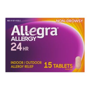 Allegra Adult 24-Hour Allergy Relief, Non-Drowsy, 180 mg Fexofenadine HCI, 15 Tablets - Image 1