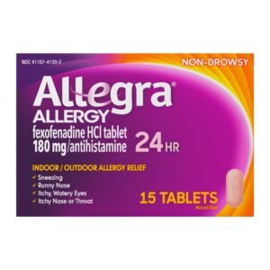 Allegra Adult 24-Hour Allergy Relief, Non-Drowsy, 180 mg Fexofenadine HCI, 15 Tablets - Image 2