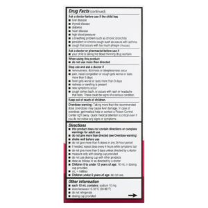 Equate Children's Multi-Symptom Cold & Fever Liquid, Berry Burst Flavor, Ages 6 to 12 Years, 4 fl oz, Compare to Children's Mucinex® Multi-Symptom Cold & Fever Active Ingredients - Image 4