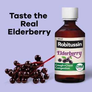 Robitussin Adult Maximum Strength Cough and Cold Medicine Syrup, Elderberry, 8 fl oz - Image 4
