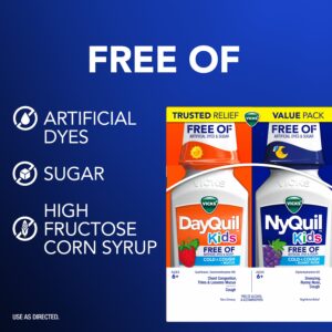 Vicks DayQuil and NyQuil Kids Cold Cough Syrup, Childrens Cold Medicine, No Artificial Dyes, 2x6 Fl oz - Image 4