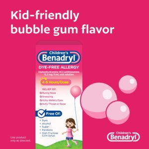 Children's Benadryl Dye-Free Allergy Liquid, Bubble Gum, 8 fl. oz - Image 5