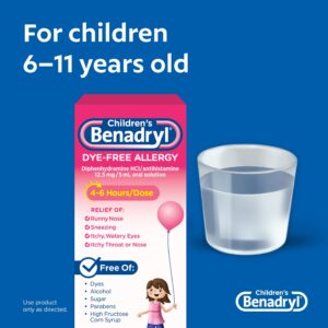 Children's Benadryl Dye-Free Allergy Liquid, Bubble Gum, 8 fl. oz - Image 6