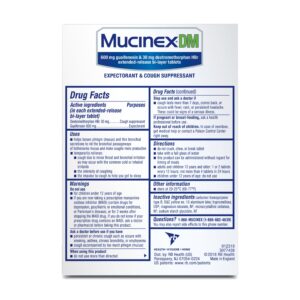 Mucinex DM 12 Hour Expectorant & Cough Medicine, Excess Mucus Relief & Cough Suppressant, 40 Tablets - Image 10