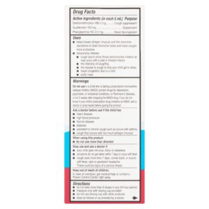 Equate Children's Multi-Symptom Cold Liquid, Very Berry Flavor, Ages 4 to 12 Years, 4 fl oz, Compare to Children's Mucinex® Multi-Symptom Cold Active Ingredients - Image 3