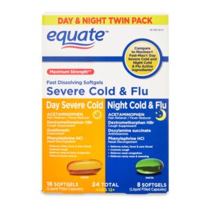 Equate Maximum Strength Daytime & Nighttime Severe Cold and Flu Relief Caplets Combo Pack, 24 Count, Compare to Mucinex® FAST-MAX® Day Severe Cold and Night Severe Cold & Flu Active Ingredients - Image 1