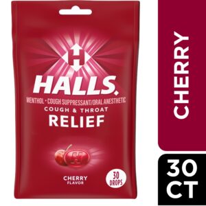 HALLS Relief Cherry Cough Drops, 30 Drops - Image 1