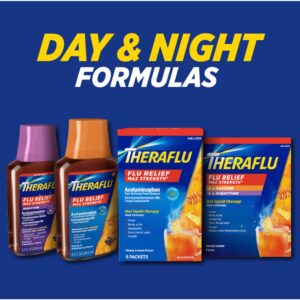 Theraflu Max Strength Nighttime Cough Cold and Flu Relief Medicine Powder, Honey Lemon, 6 Count - Image 5