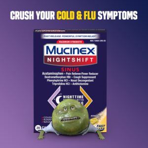 Mucinex Nightshift Sinus Medicine, OTC Fever Reducer, Cough Suppressant, Nasal Decongestant, 20 Caplets - Image 7