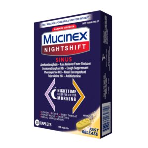 Mucinex Nightshift Sinus Medicine, OTC Fever Reducer, Cough Suppressant, Nasal Decongestant, 20 Caplets - Image 15