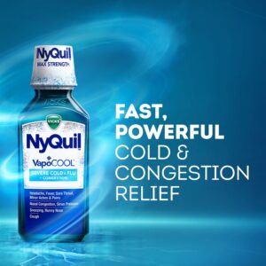 Vicks NyQuil Severe Cold and Flu Liquid, Cold and Flu Medicine for Adults, VapoCool, 12 Fl oz - Image 2