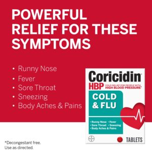Coricidin HBP Cold & Flu Relief Tablets, High Blood Pressure, 40 Count - Image 2