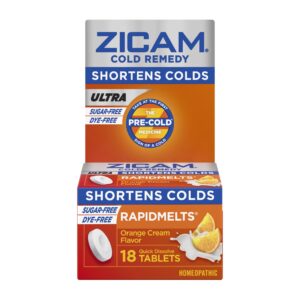 Zicam Ultra Cold Remedy Zinc Rapidmelts, Orange Cream Flavor, Homeopathic, Cold Shortening Medicine, Shortens Cold Duration, Sugar-Free, Dye-Free, 18 Count - Image 8