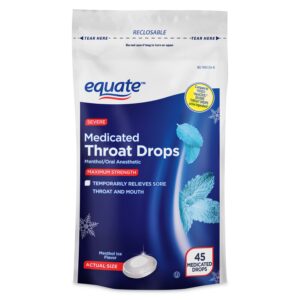 Equate Severe Medicated Menthol Throat Drops, Menthol Ice Flavor, 45 Count, Compare to VICKS® VapoCOOL™ SEVERE THROAT DROPS Active Ingredient - Image 11