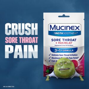 Mucinex Instasoothe Sore Throat Lozenges, FSA/HSA, Elderberry & Cherry Flavor, 40 Medicated Throat Drops - Image 8