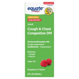 Equate Tussin Cough and Chest Congestion DM, Raspberry, 8 fl oz - Image 1