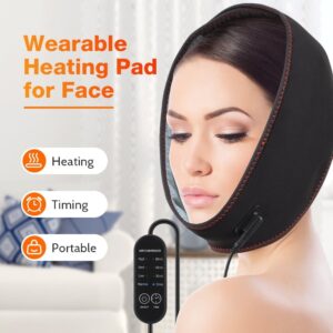 Face Heating Pad, Heated Face Mask with 3 Heat and 4 Time Settings, USB Electric Wearable Heating Pad Wrap for Face Jaw Chin Wisdom Teeth, Face Relaxing - Image 9