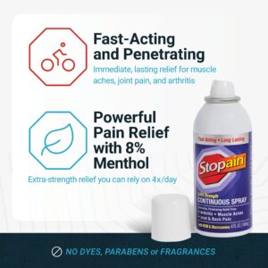 Stopain Pain Relief Spray 4oz (2 Pack) USA Made, Max Strength Fast Acting With MSM, Glucosamine, Menthol For Arthritis, Lower Back Sciatica, Knee, Neck, HSA FSA Approved Topical Analgesic Products - Image 8