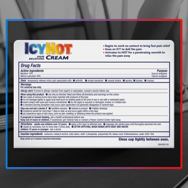 Icy Hot Original Pain Relieving Cream 3 oz. Powerful Pain Relief for Muscles & Joints
