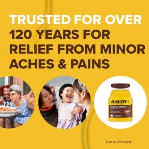 Aspirin Regimen Bayer Regular Dose Pain Reliever Enteric Coated Tablets, 325mg, 100 Count - Image 3
